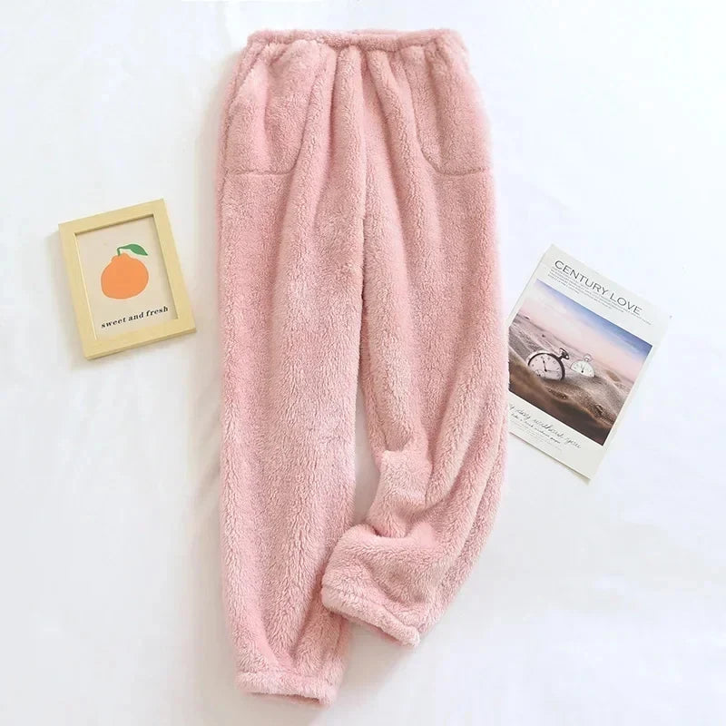 Pantalon de pyjama femme en flanelle doublée polaire