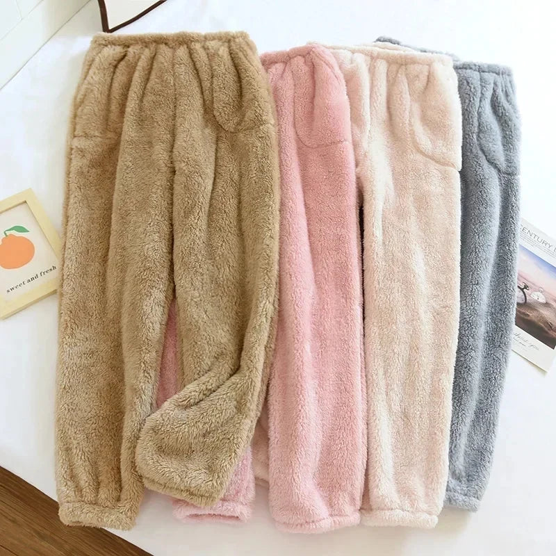 Pantalon de pyjama femme en flanelle doublée polaire