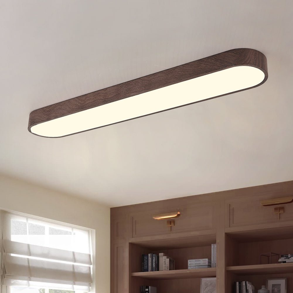 Plafonnier LED ovale style nordique avec détail bois