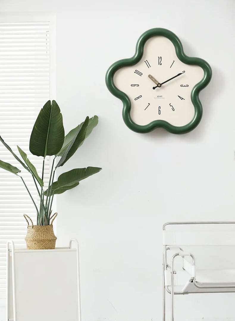 Horloge murale fleur 3D à balancier, mécanisme silencieux