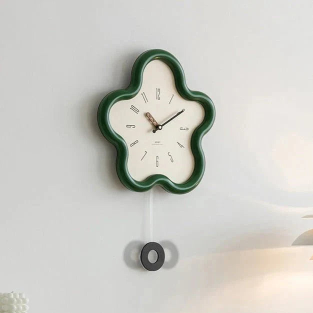 Horloge murale fleur 3D à balancier, mécanisme silencieux