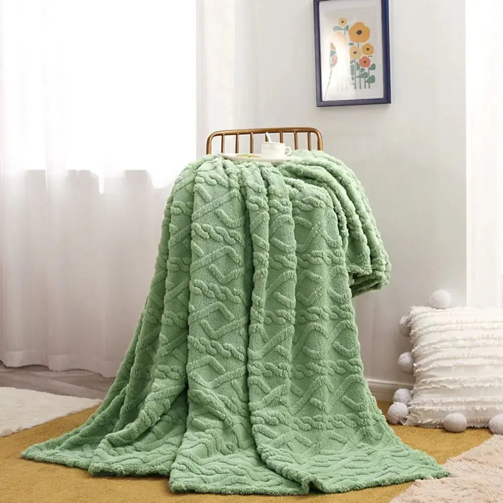 Ruched Faux Fur Throw, Double-Sided