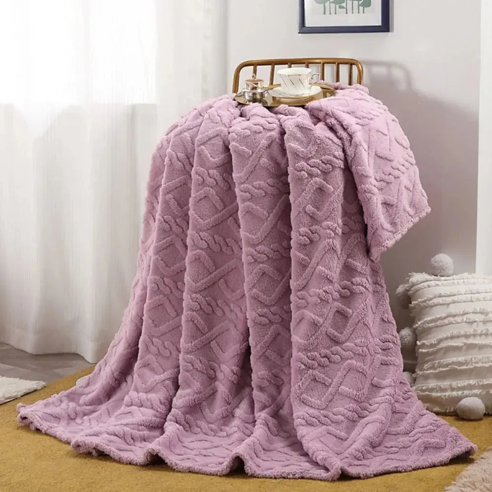 Ruched Faux Fur Throw, Double-Sided