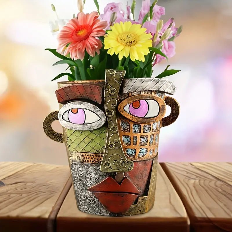 Artistic Resin Plant Pot, Abstract Design