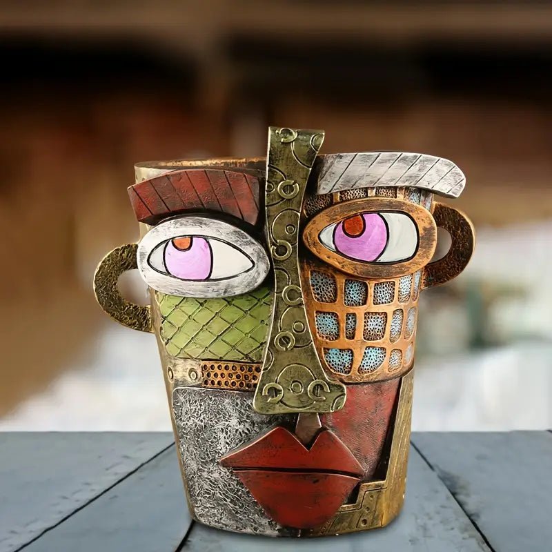 Artistic Resin Plant Pot, Abstract Design