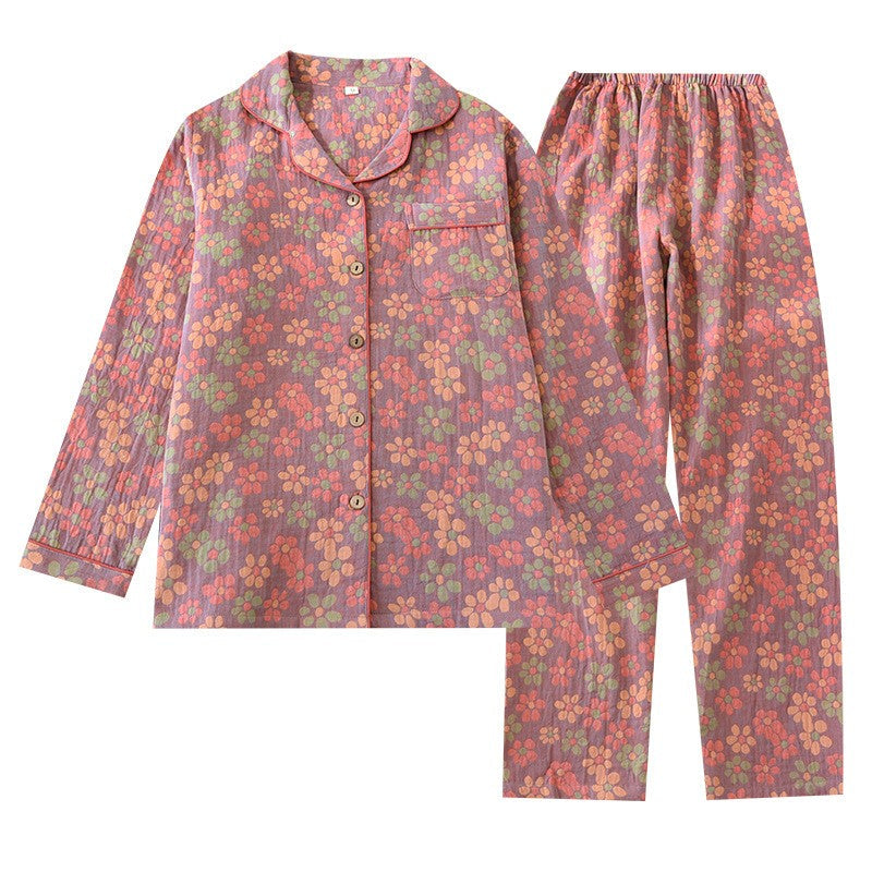 Women's Cotton Pyjama Set with Daisy Pattern