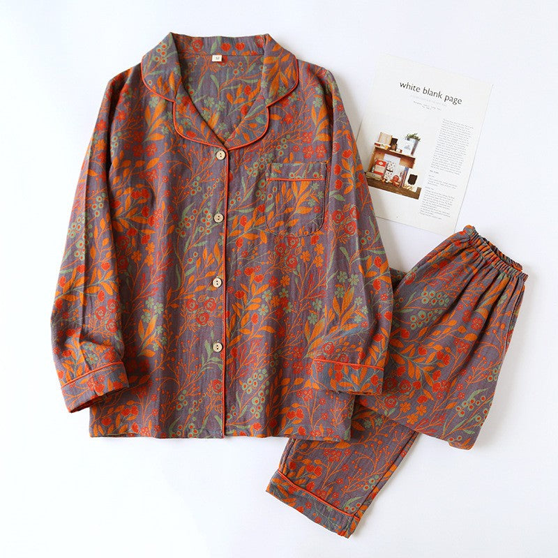 Pyjama femme fleuri en gaze de coton