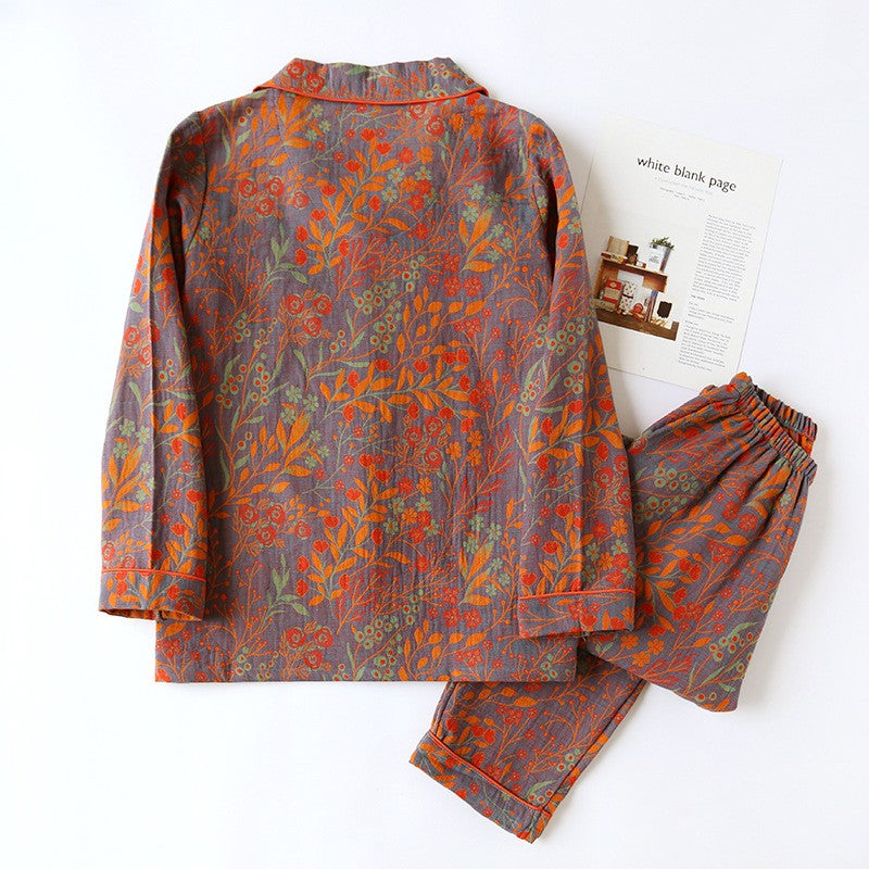 Pyjama femme fleuri en gaze de coton