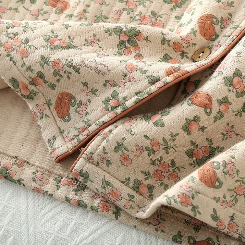 Pyjama femme vintage en coton matelassé fleuri