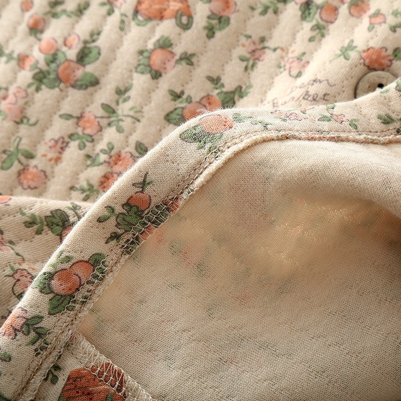 Pyjama femme vintage en coton matelassé fleuri