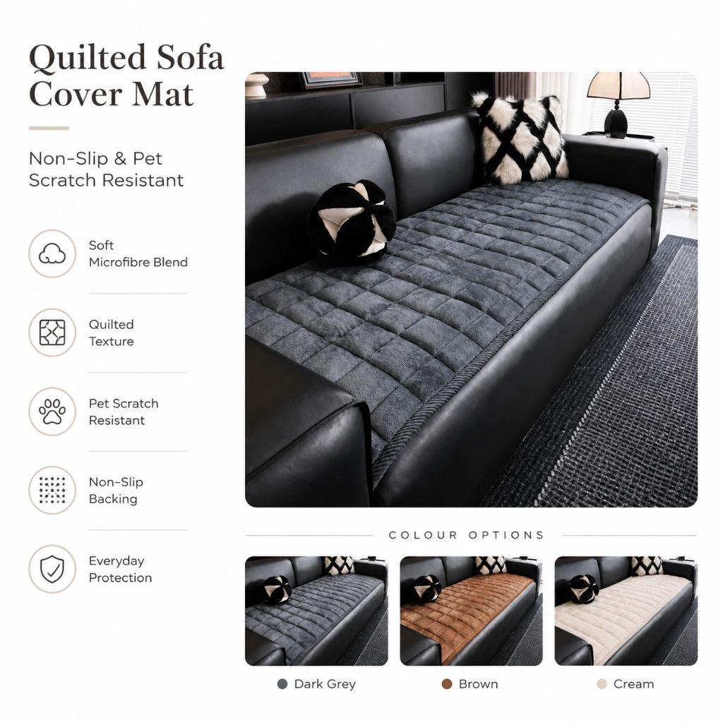 Housse de canapé matelassée antidérapante en microfibre