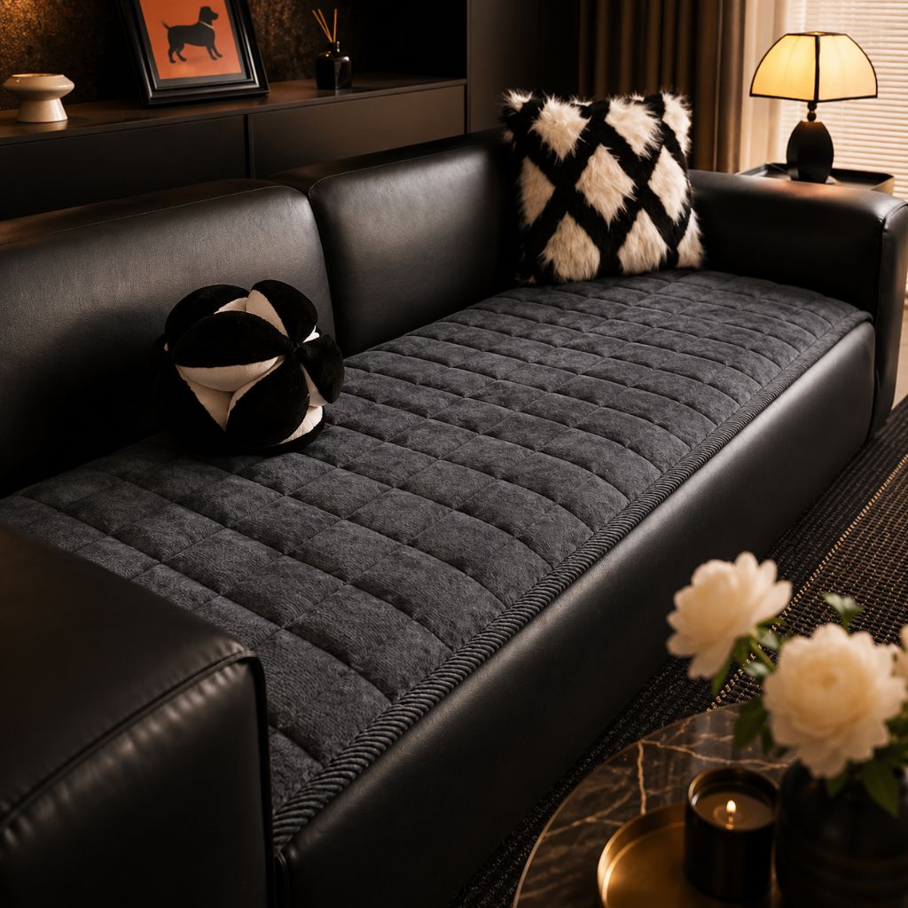 Housse de canapé matelassée antidérapante en microfibre