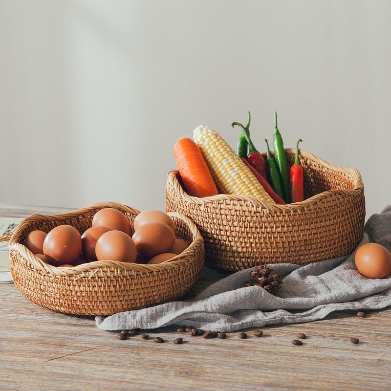 Round Handwoven Rattan Basket