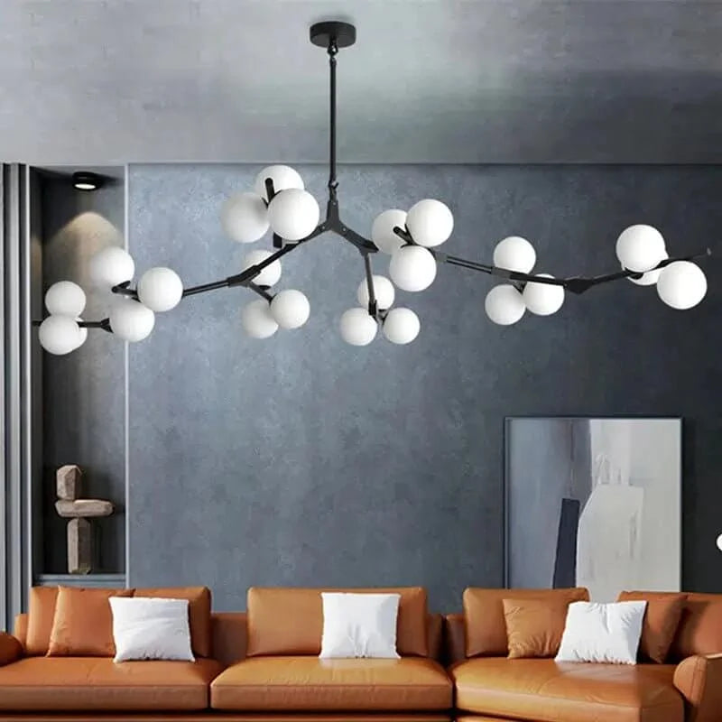 Frosted Glass Globe Chandelier, 12 to 24 Lights