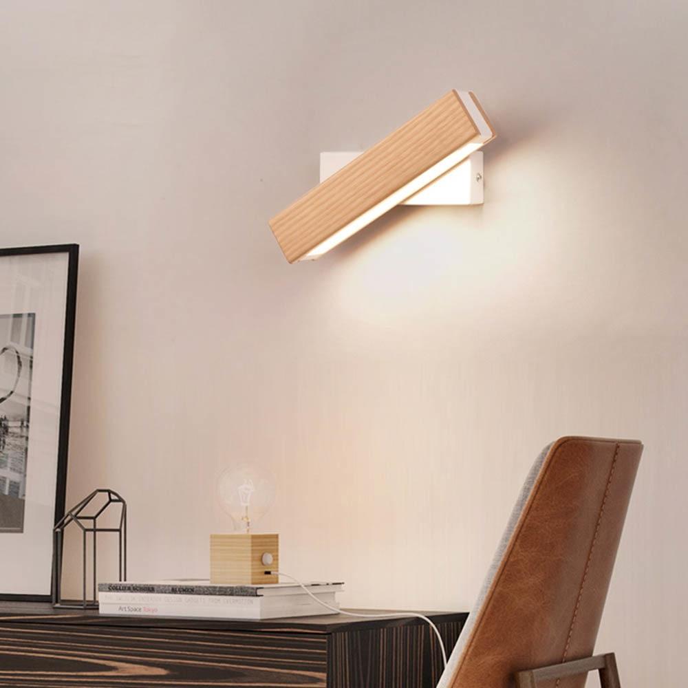 Wooden LED Wall Light, Rotates 180°
