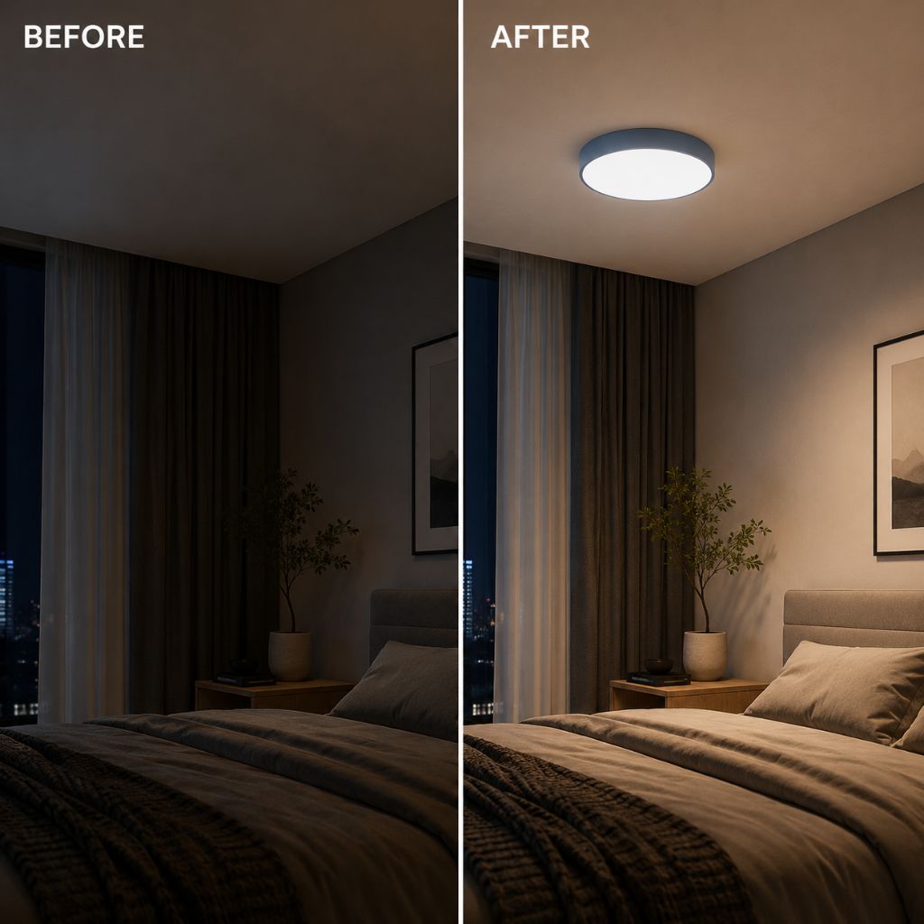 Ultra-Slim Round LED Ceiling Light, 5 cm Deep