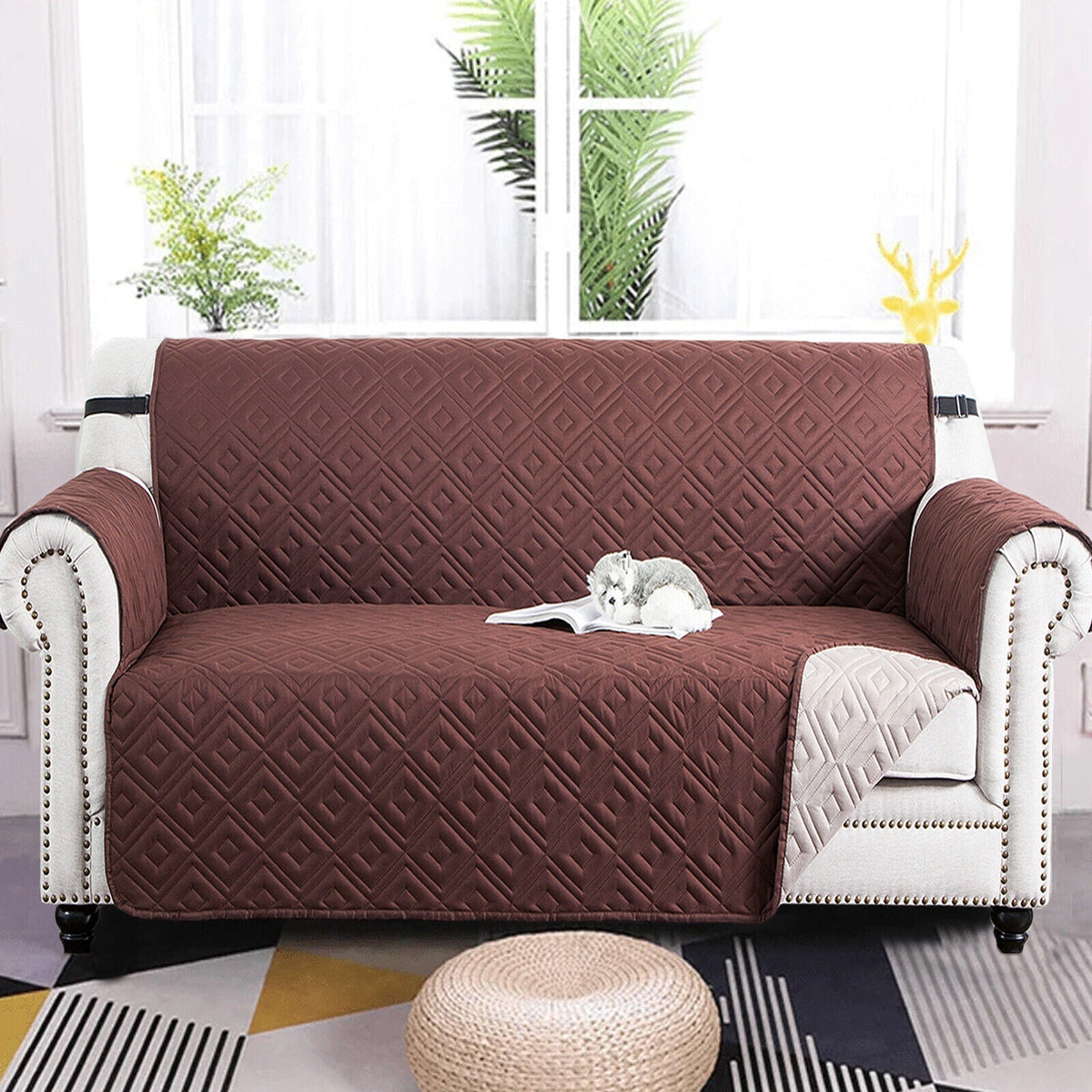 Housse de canapé matelassée réversible, 1 à 3 places