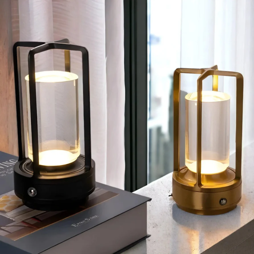 Lampe de table LED sans fil, abat-jour effet cristal