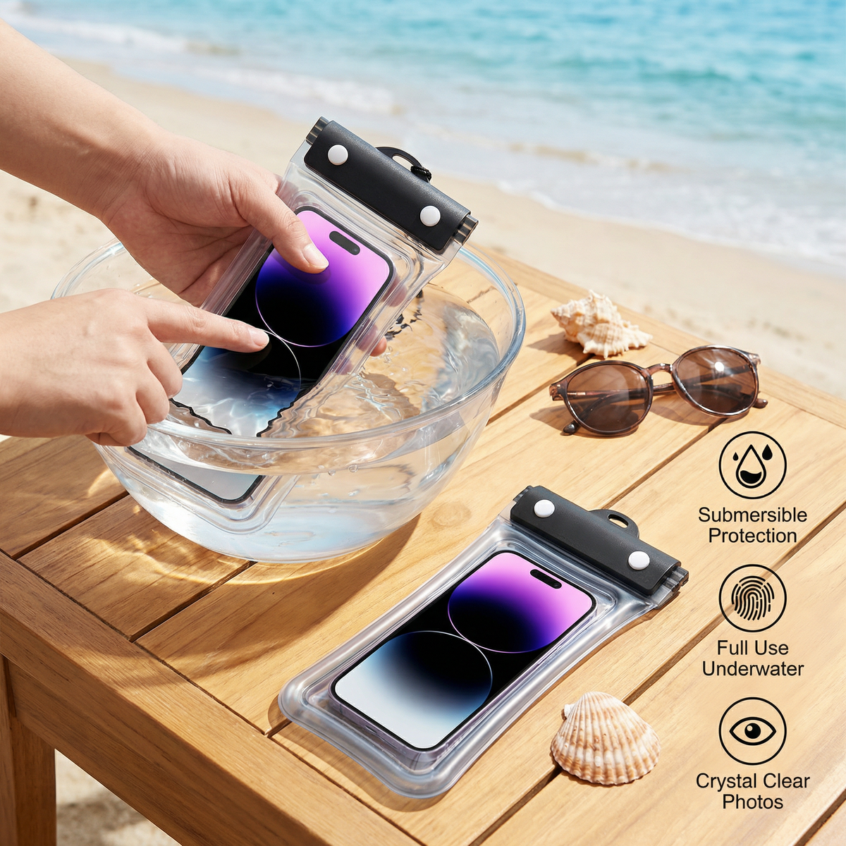 Clear Waterproof Phone Pouch with Shoulder Strap
