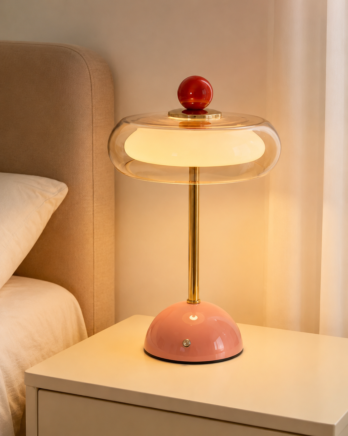 Lampe de table rechargeable en verre, style rétro