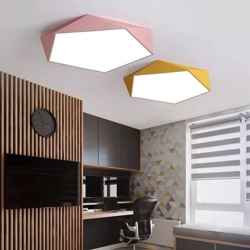 Plafonnier LED géométrique extra-plat, 6 coloris