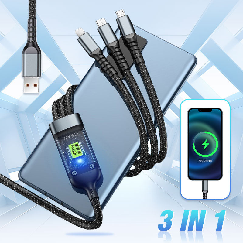 3-in-1 Transparent Light-Up Charging Cable, 1.2 m