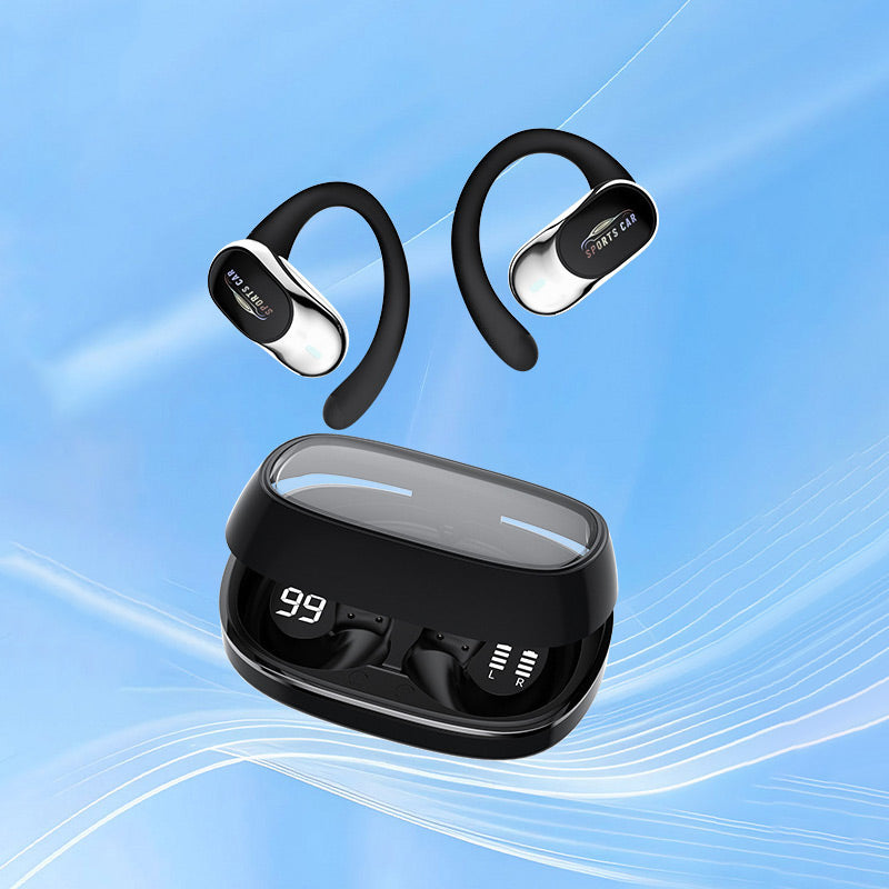 Open-Ear Bluetooth Hook Earbuds, LED Display Case