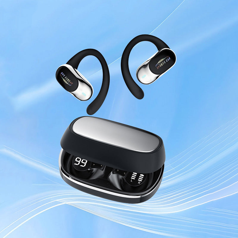 Open-Ear Bluetooth Hook Earbuds, LED Display Case