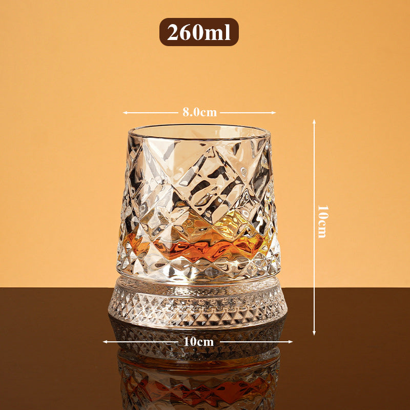 360° Rotating Whisky Glass, Embossed Pattern, 300 ml