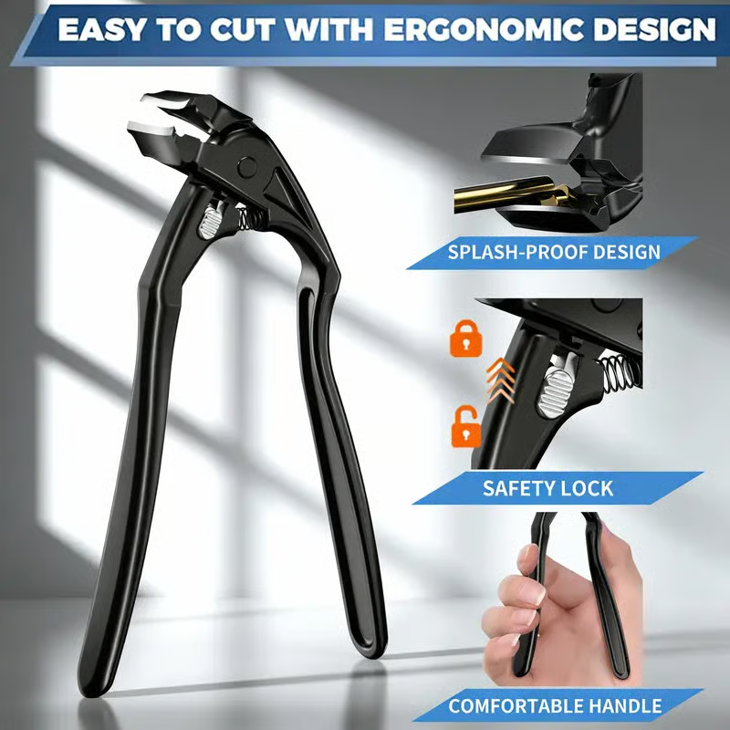 Curved Blade Nail Clipper with Long Lever, Black