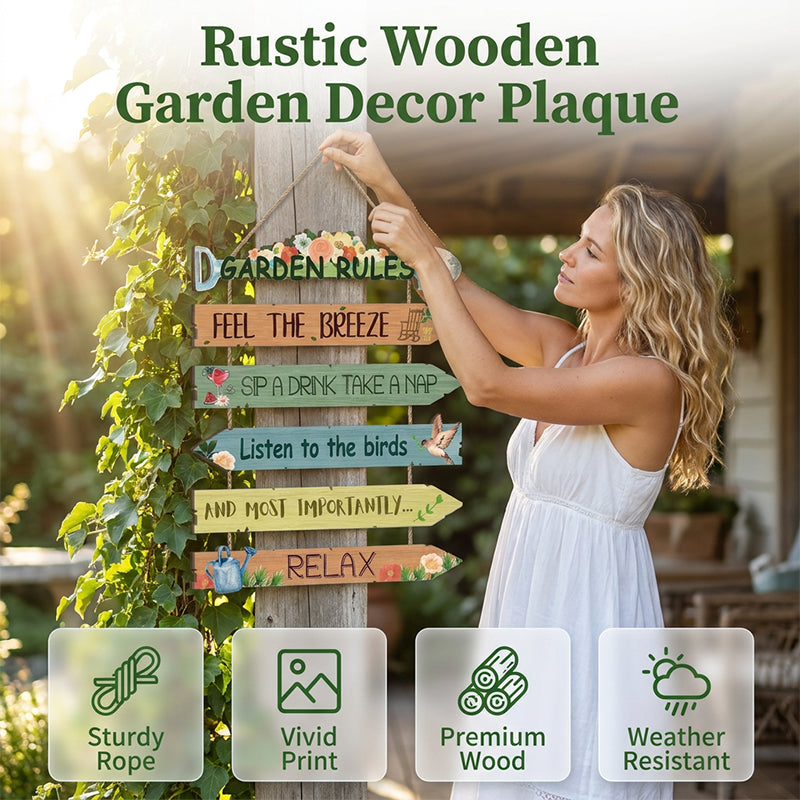 Rustic Wooden Hanging Garden Sign