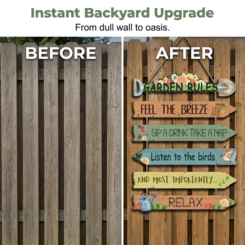 Rustic Wooden Hanging Garden Sign