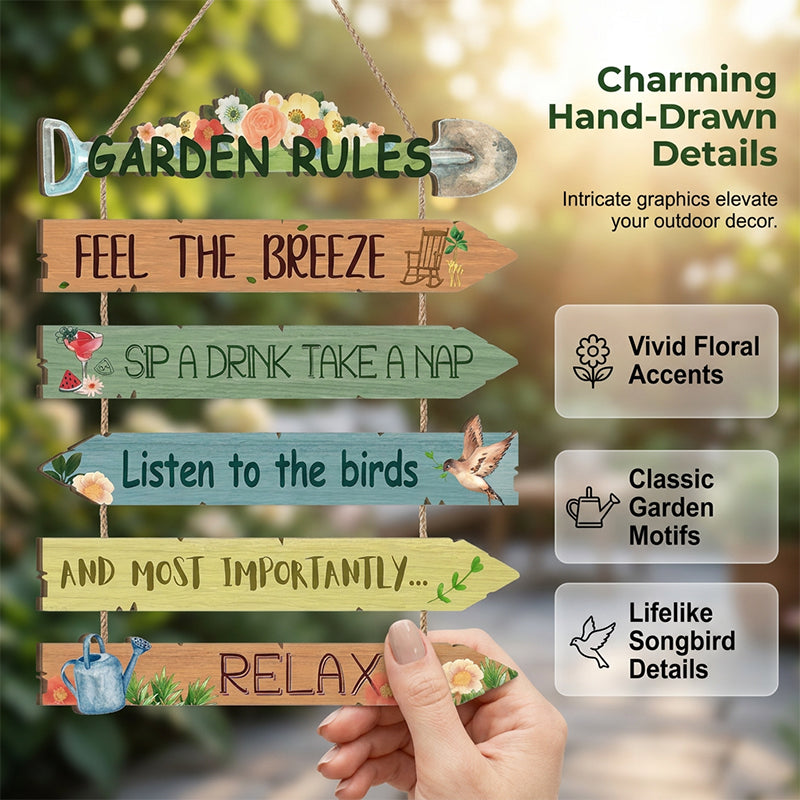 Rustic Wooden Hanging Garden Sign