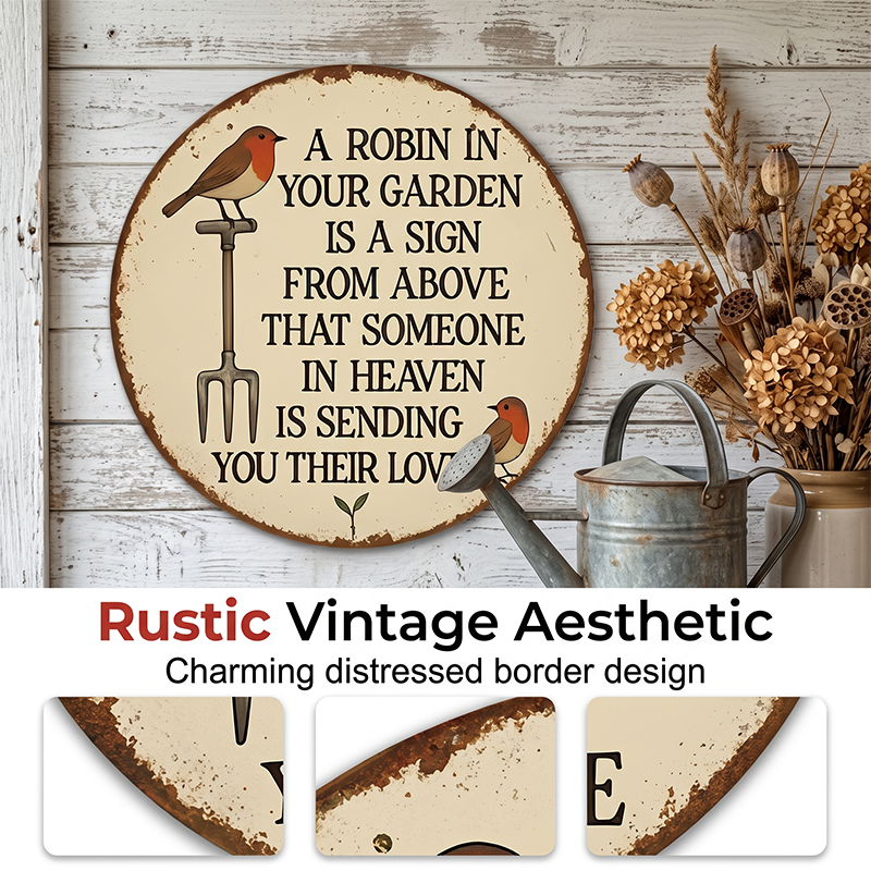 Vintage Wooden Wall Plaque with Robins