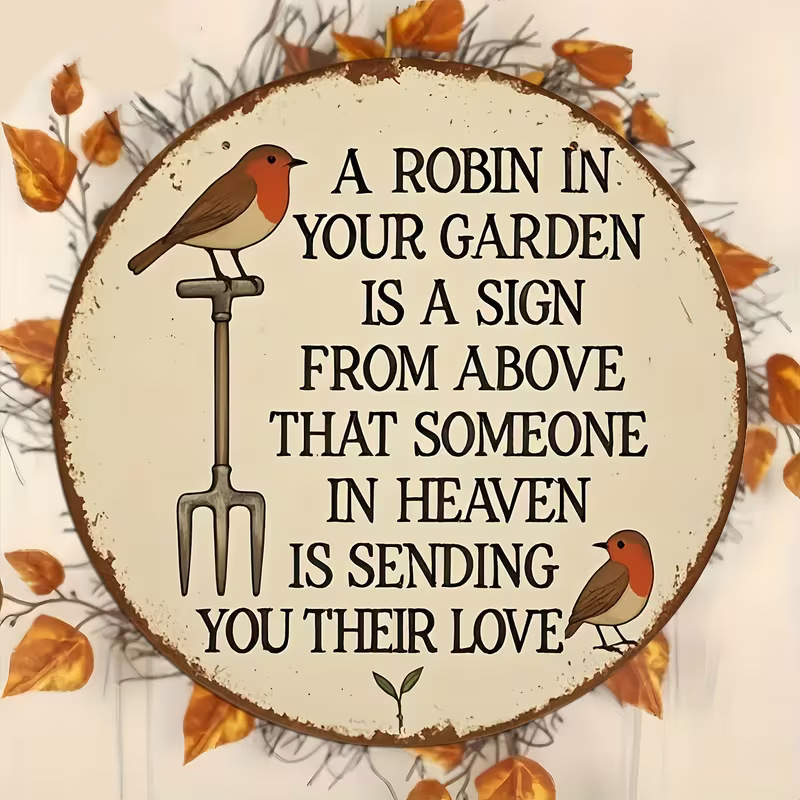 Vintage Wooden Wall Plaque with Robins