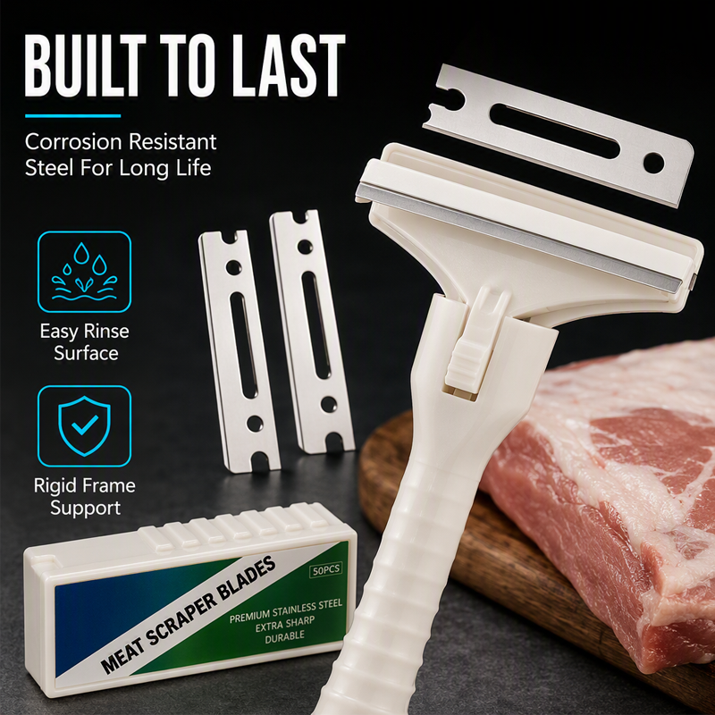 T-Shaped Meat Scraper, Steel and Resin, 10 Blades