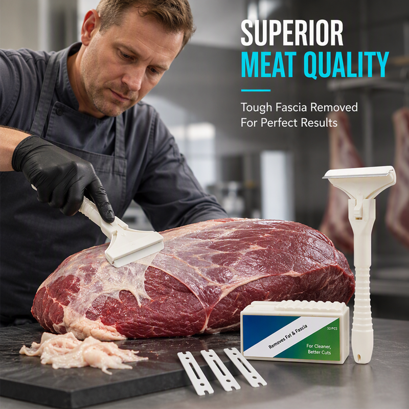 T-Shaped Meat Scraper, Steel and Resin, 10 Blades