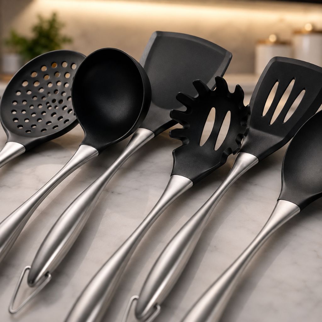 Ustensiles de cuisine en inox antiadhésif, lot de 6