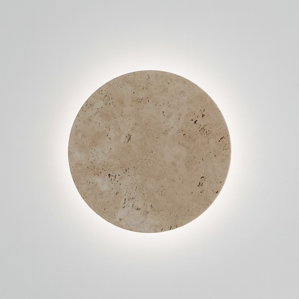 Round Natural Travertine Wall Light, LED