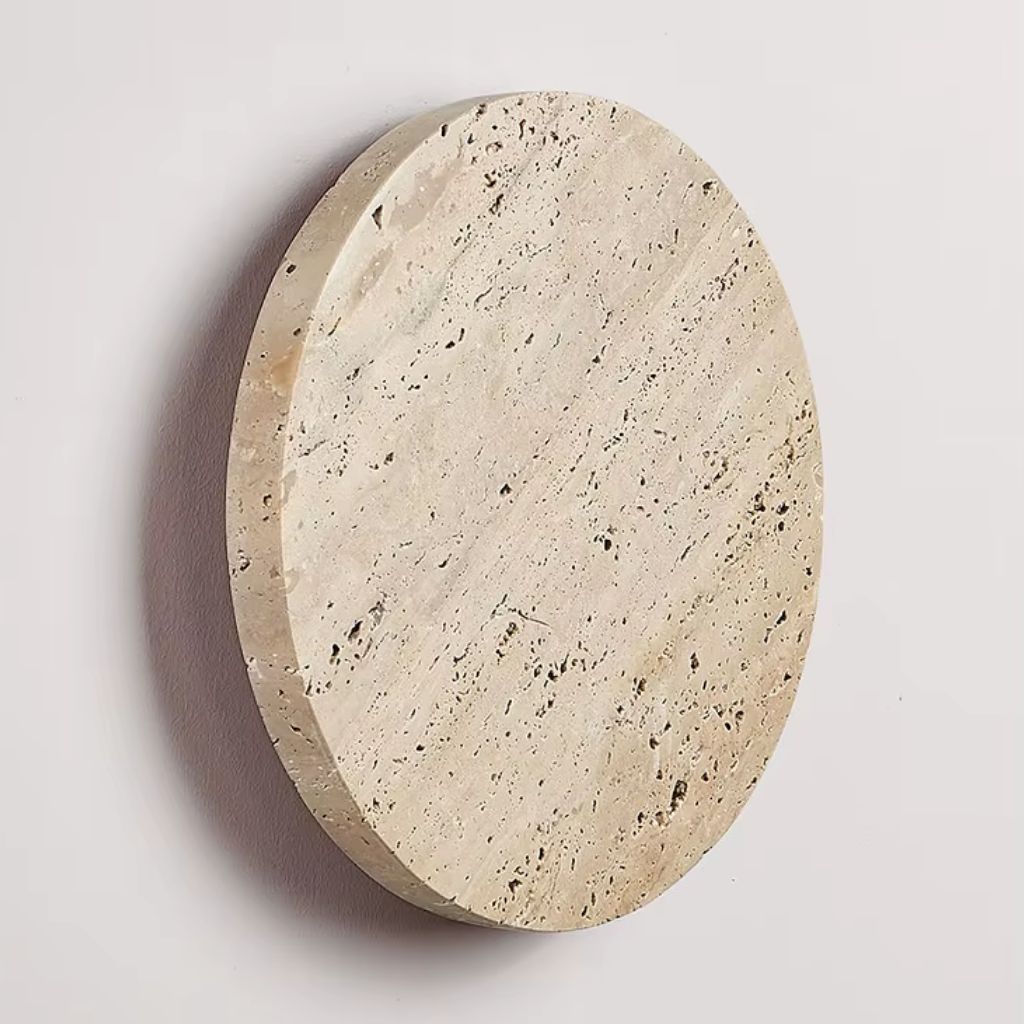 Round Natural Travertine Wall Light, LED