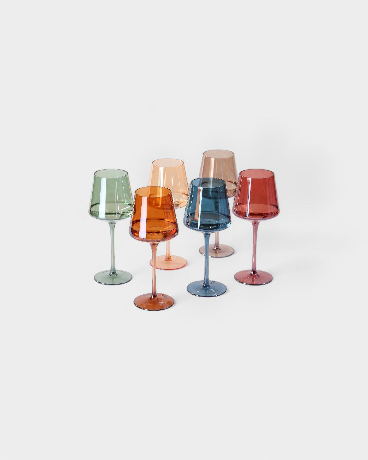 Set de 6 verres à vin colorés soufflés à la main