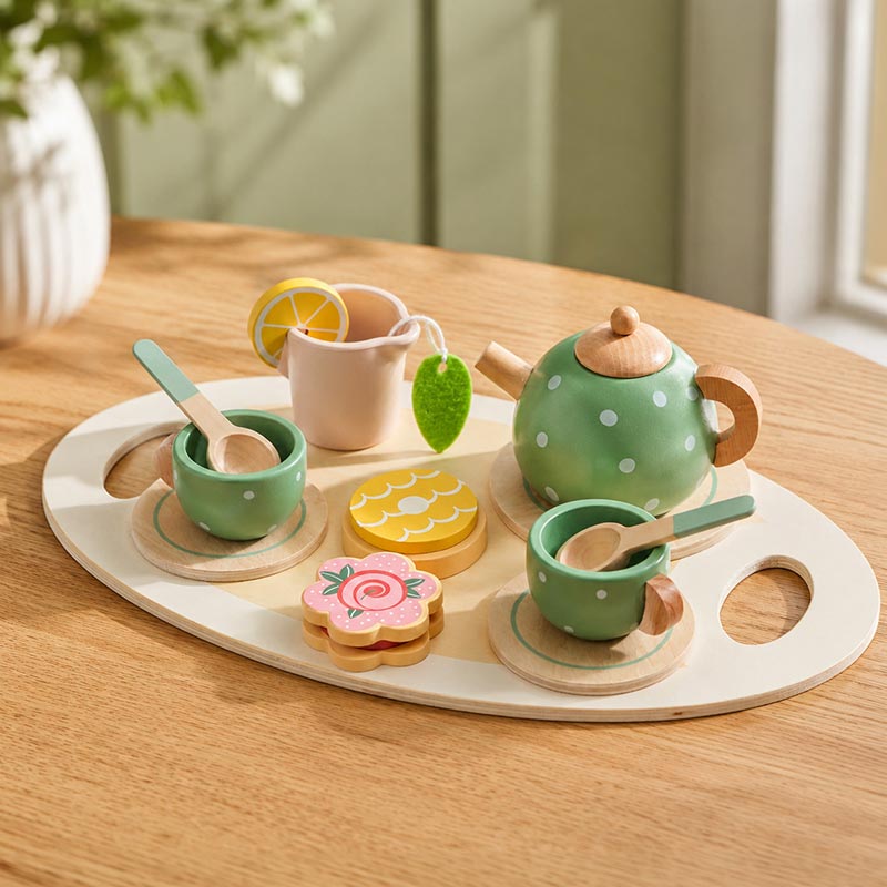 Wooden Play Tea Set, 15 Pieces, from 3 Years