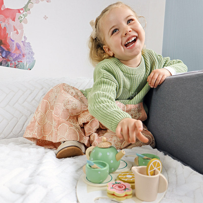 Wooden Play Tea Set, 15 Pieces, from 3 Years