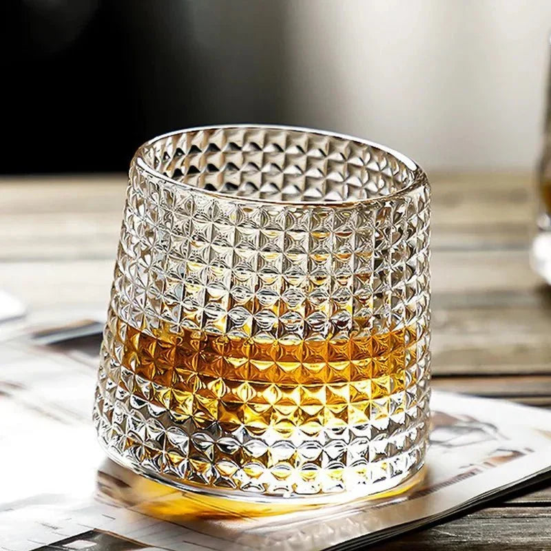 Verre à whisky texturé tournant, 160 ml