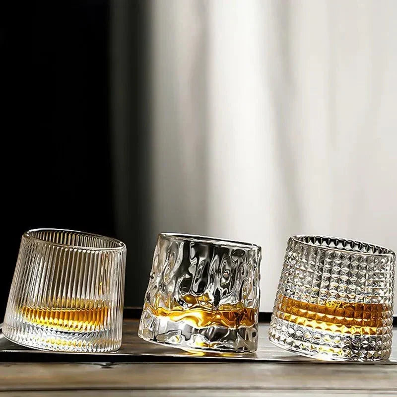 Verre à whisky texturé tournant, 160 ml