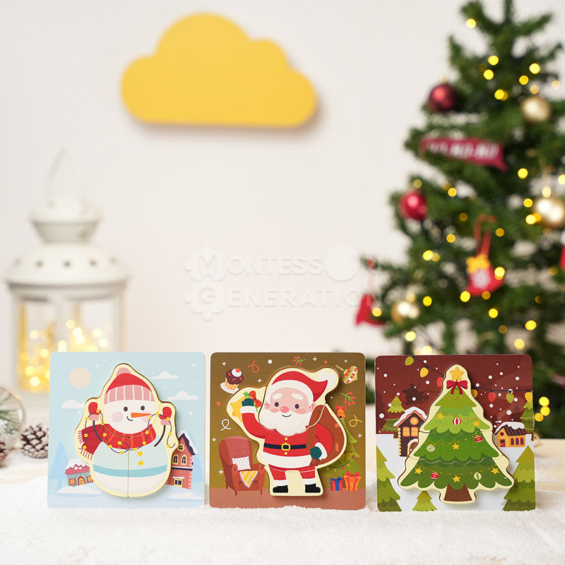 Christmas Wooden Puzzles, Set of 3, Ages 1+