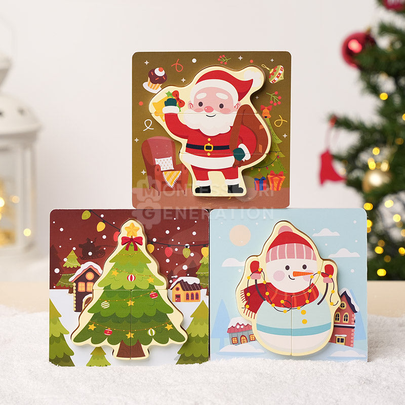 Christmas Wooden Puzzles, Set of 3, Ages 1+