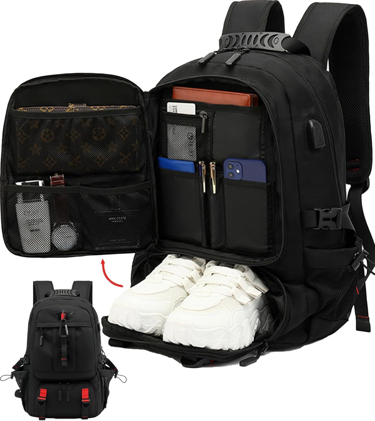 Sac à dos de voyage 60 L avec compartiment chaussures