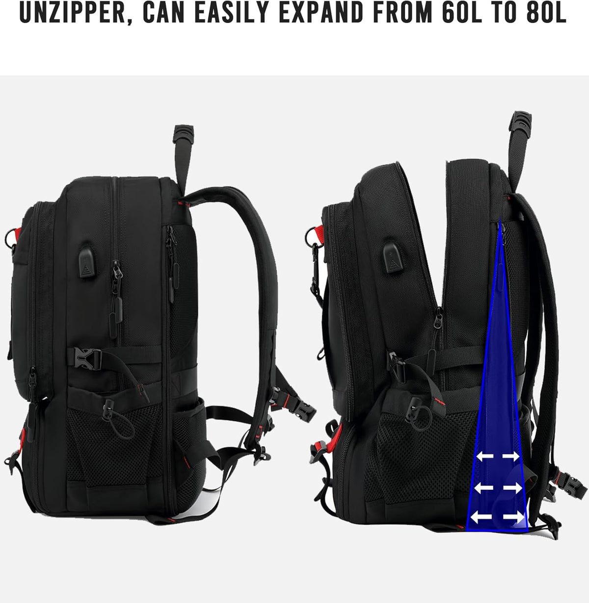 Sac à dos de voyage 60 L avec compartiment chaussures