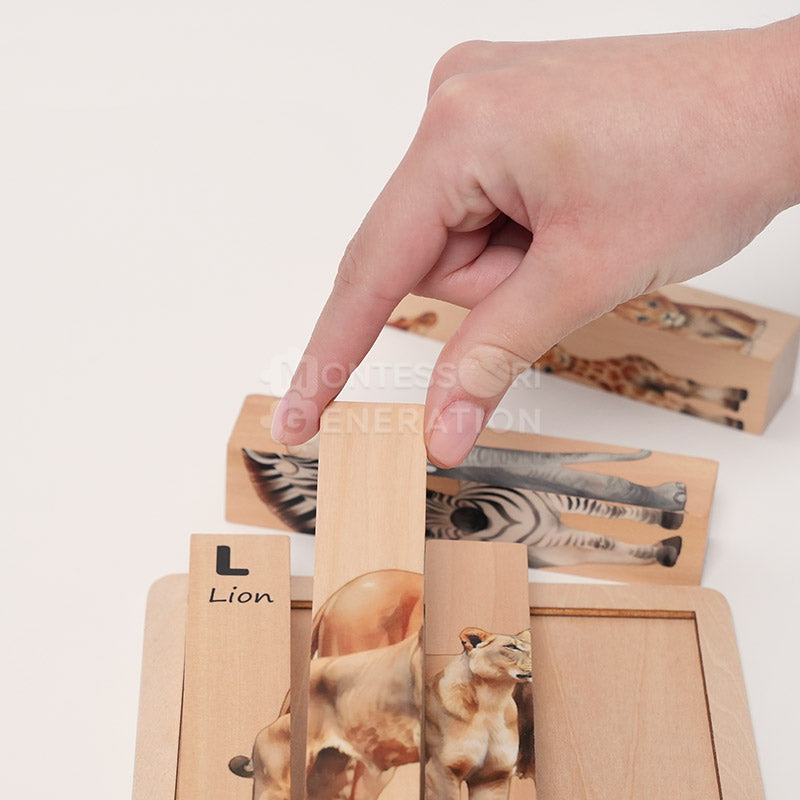 Puzzle rotatif en bois à 4 faces, animaux et lettres